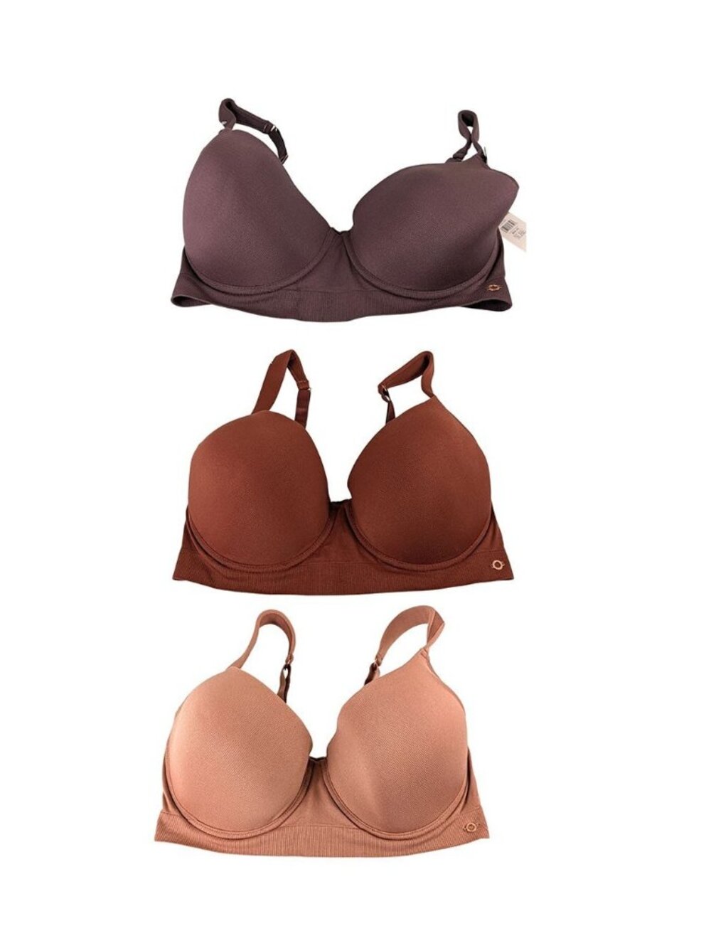 Lot of 3 Danskin Women 38D T-Shirt Bras Style Padded Underwire Nylon Spandex